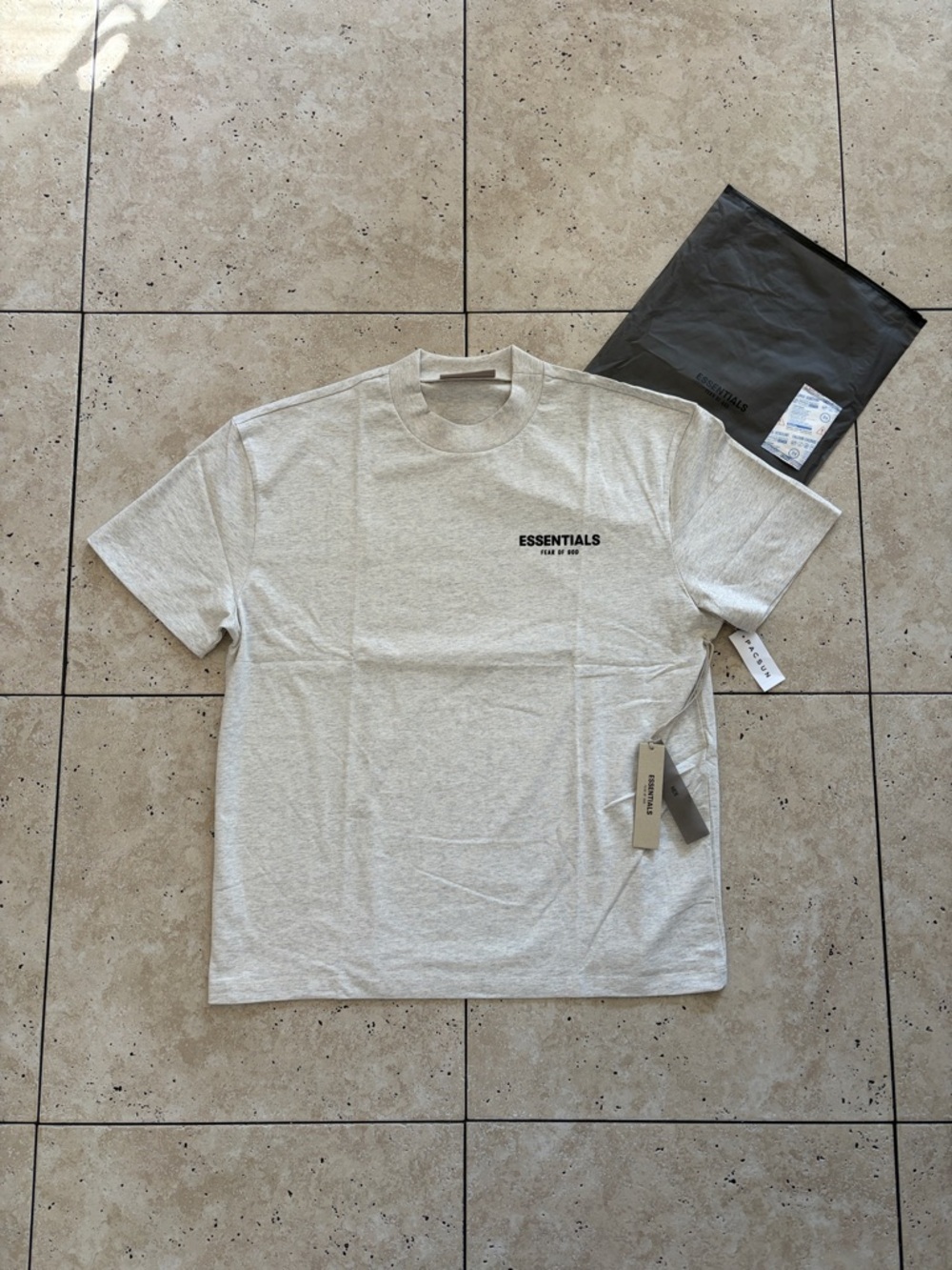 Essentials Fear Of God Light Oat Oversized Tee Shirt